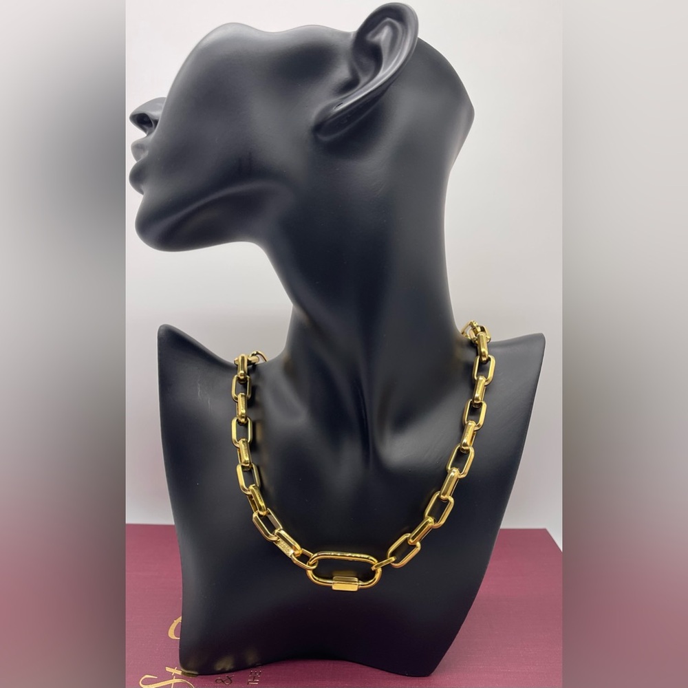 Chunky 18k Gold Plated Link Chain Necklace, Stainless Steel, Waterproof